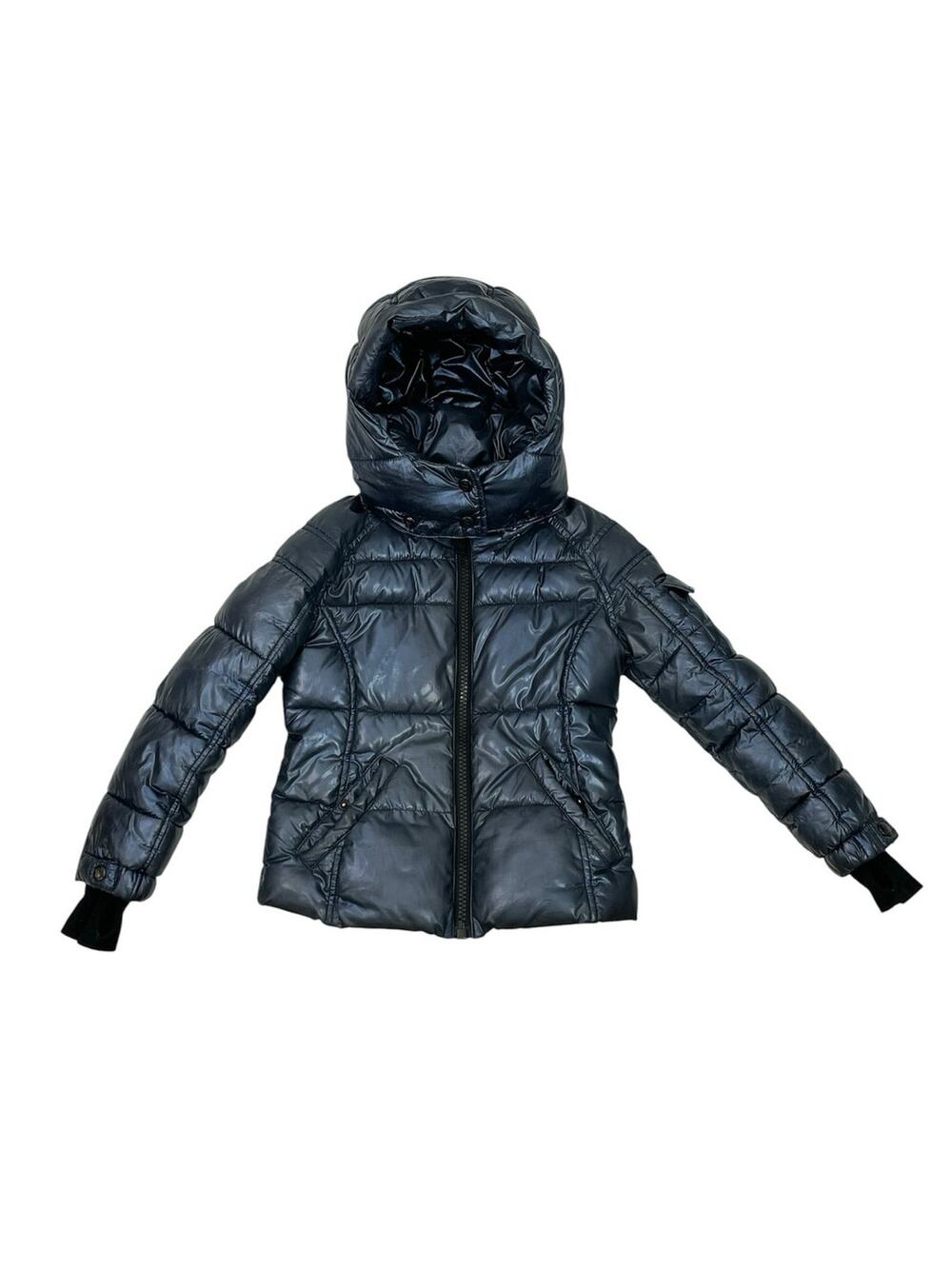 S13 New York Kids Black Quilted Hooded Full Zip Winter Puffer Coat Jacket Size 6